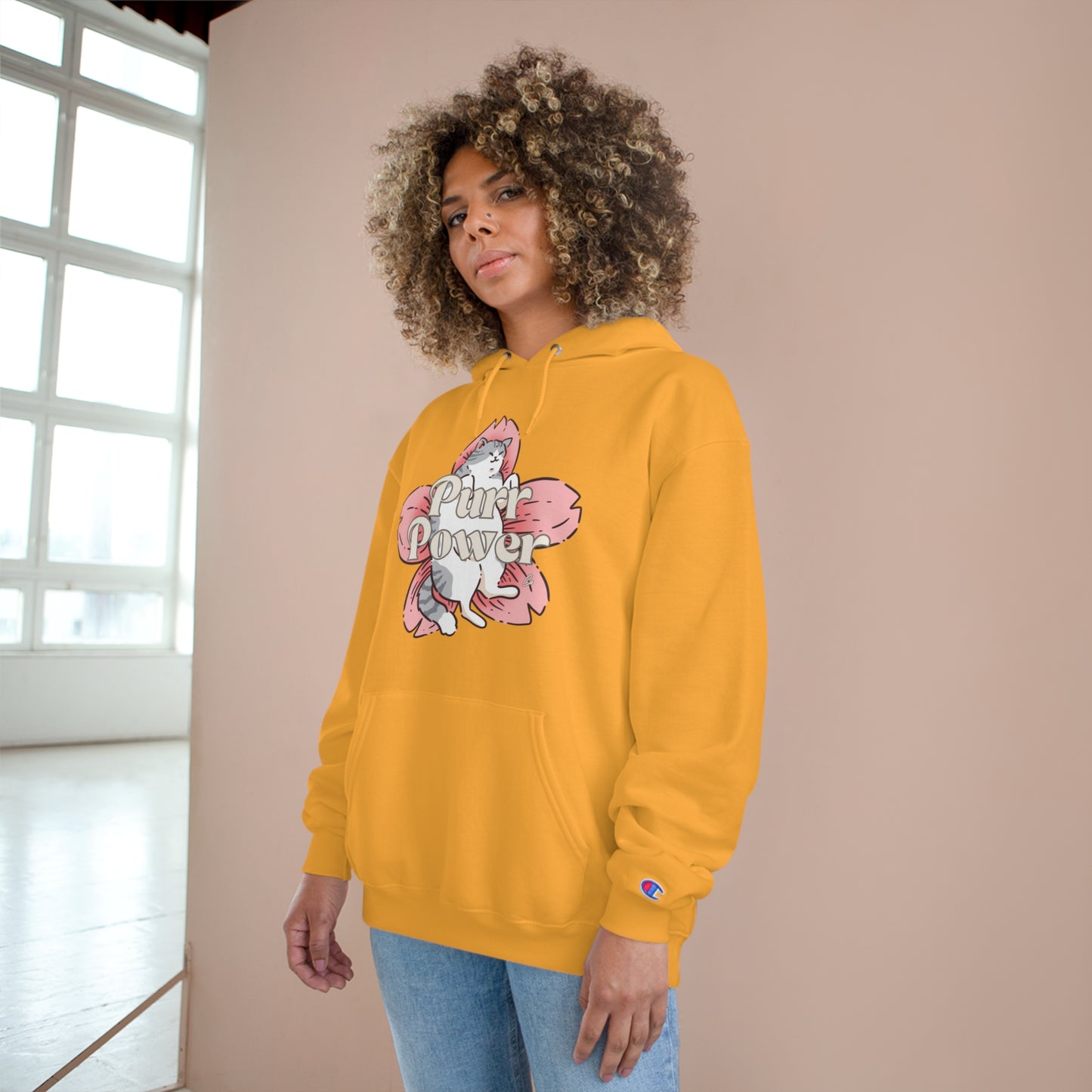 Funny Cat Champion Hoodie by Purr Power Co