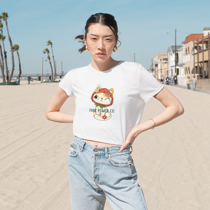 Women's Flowy Cropped Sweet Purr Power Co Kitty Tee