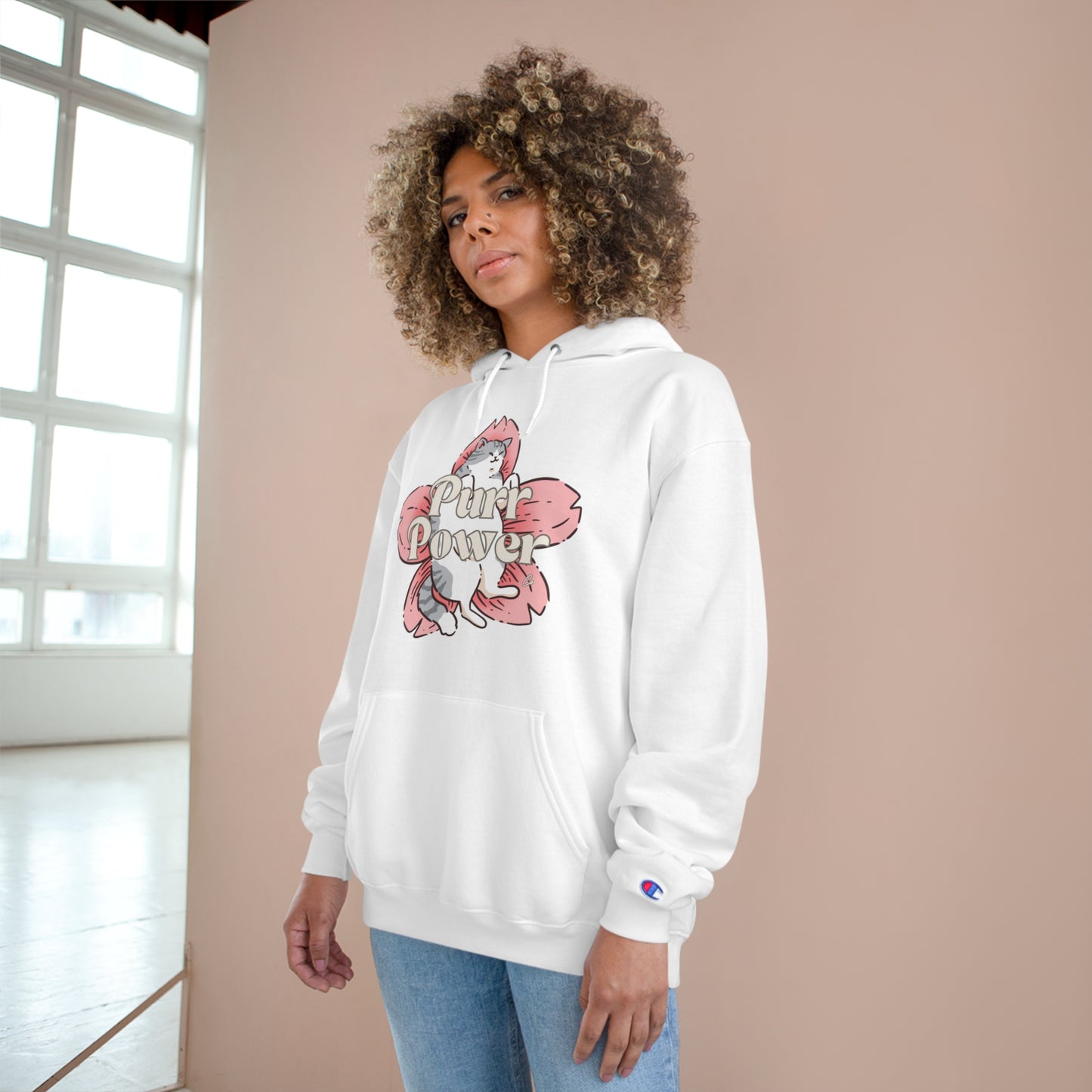 Funny Cat Champion Hoodie by Purr Power Co