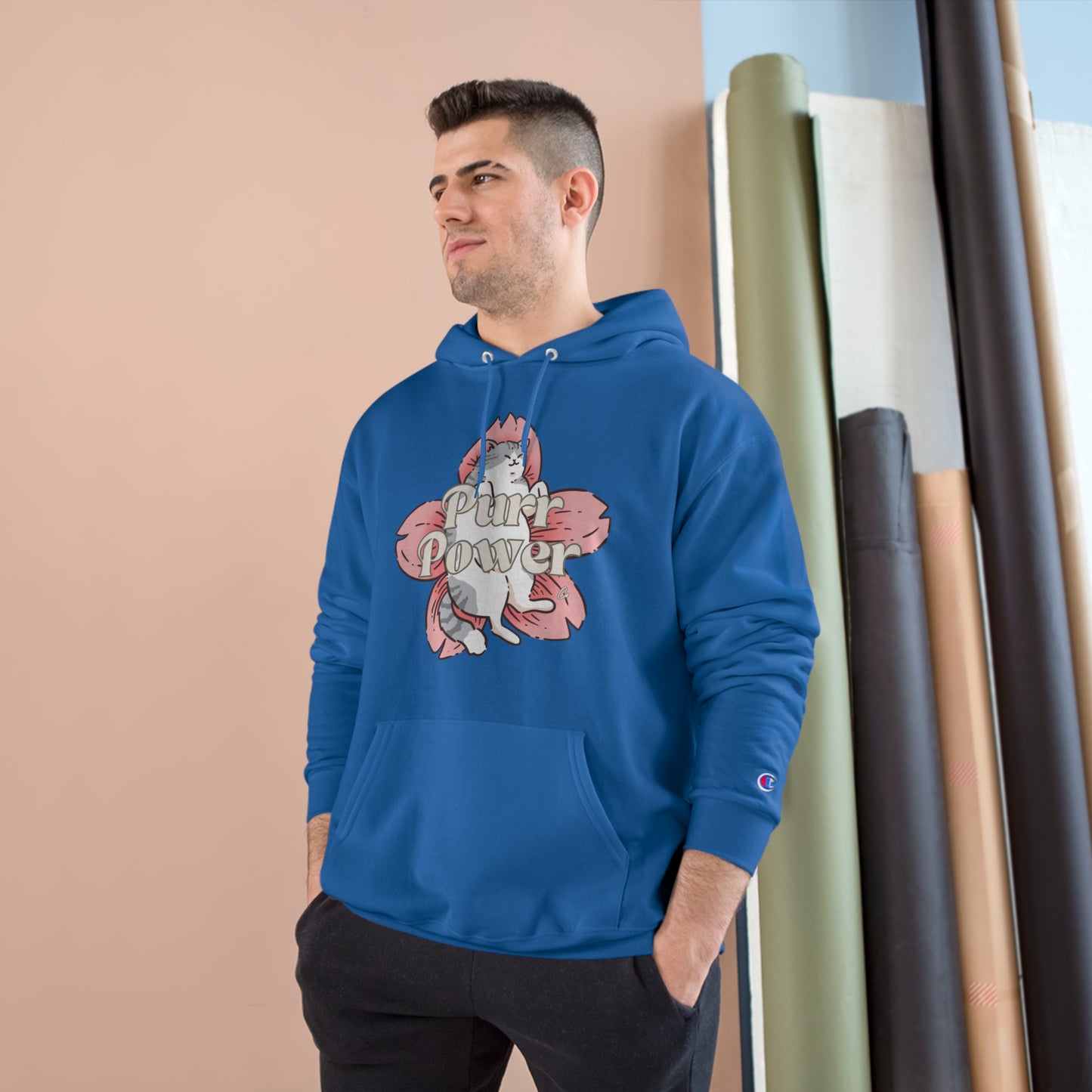 Funny Cat Champion Hoodie by Purr Power Co