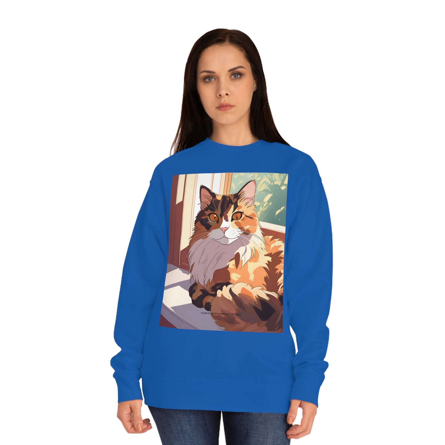 Torti Cat Crew Sweatshirt - Purr Power Co New Merch - Adorable Anime Cat Design