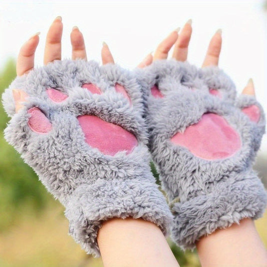 Warm & Cute Cat Paw Fingerless Gloves