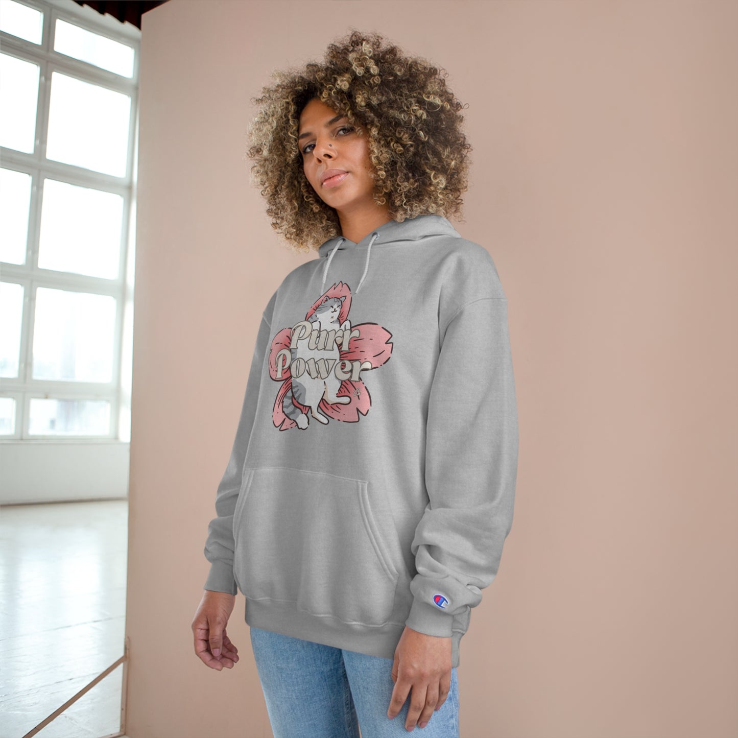 Funny Cat Champion Hoodie by Purr Power Co