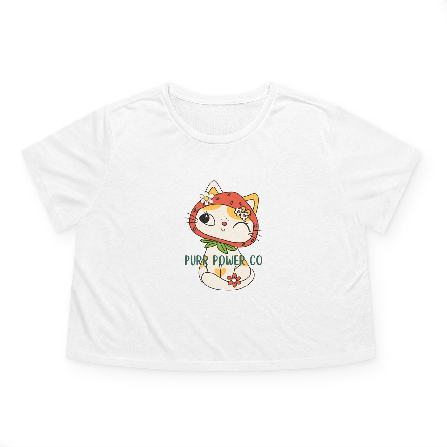 Women's Flowy Cropped Sweet Purr Power Co Kitty Tee