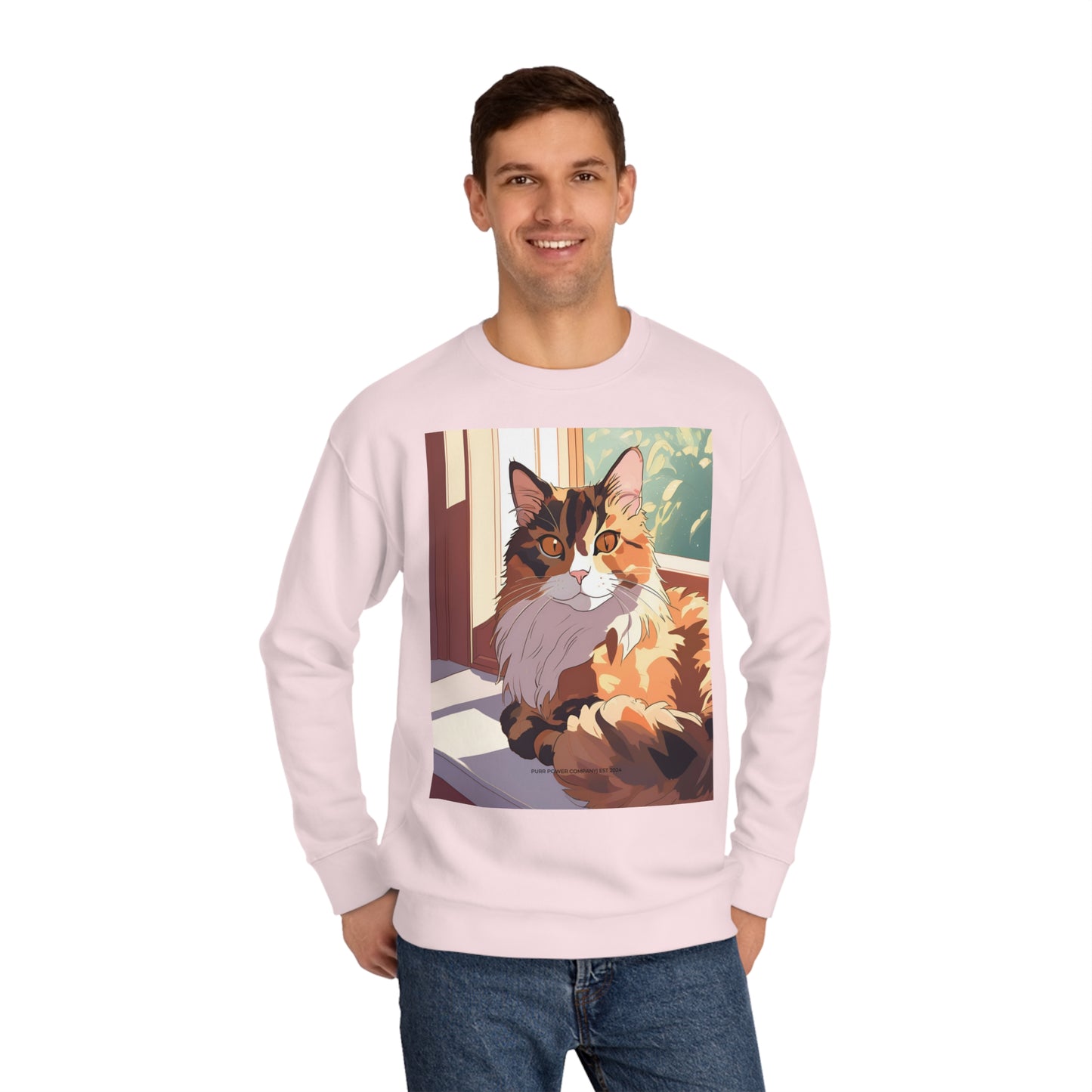 Torti Cat Crew Sweatshirt - Purr Power Co New Merch - Adorable Anime Cat Design