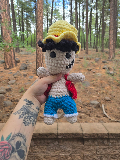 Luffy Inspired Crochet Doll