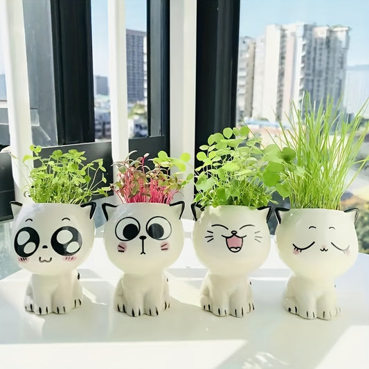 Ceramic Flower Pot Mini Cat Potted Plant