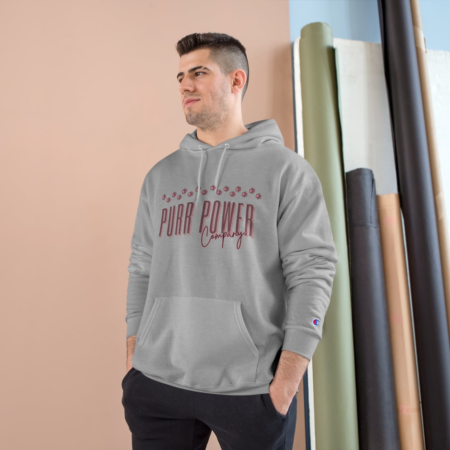 Pink Paw Logo Champion Hoodie