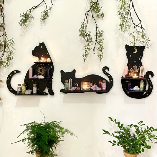 Cute Black Cat Decorative Crystal Wall Rack