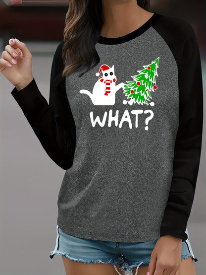 Christmas Cat & Tree Graphic Tee