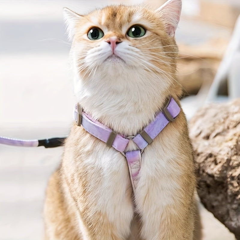 Adjustable Polyester Cat Harness with Anti-Escape Buckle and Leash