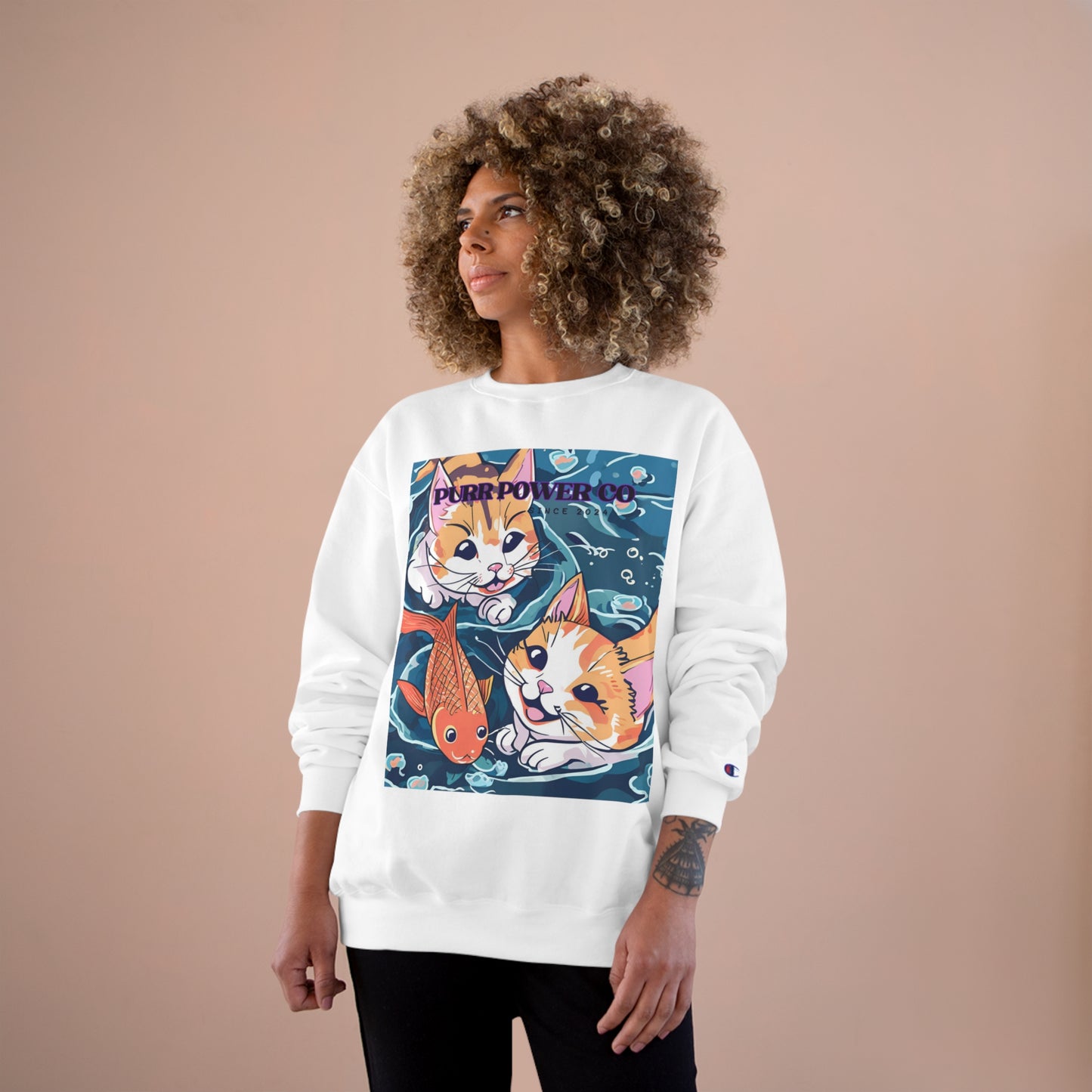 Cats & Fish Anime Style Champion Sweatshirt