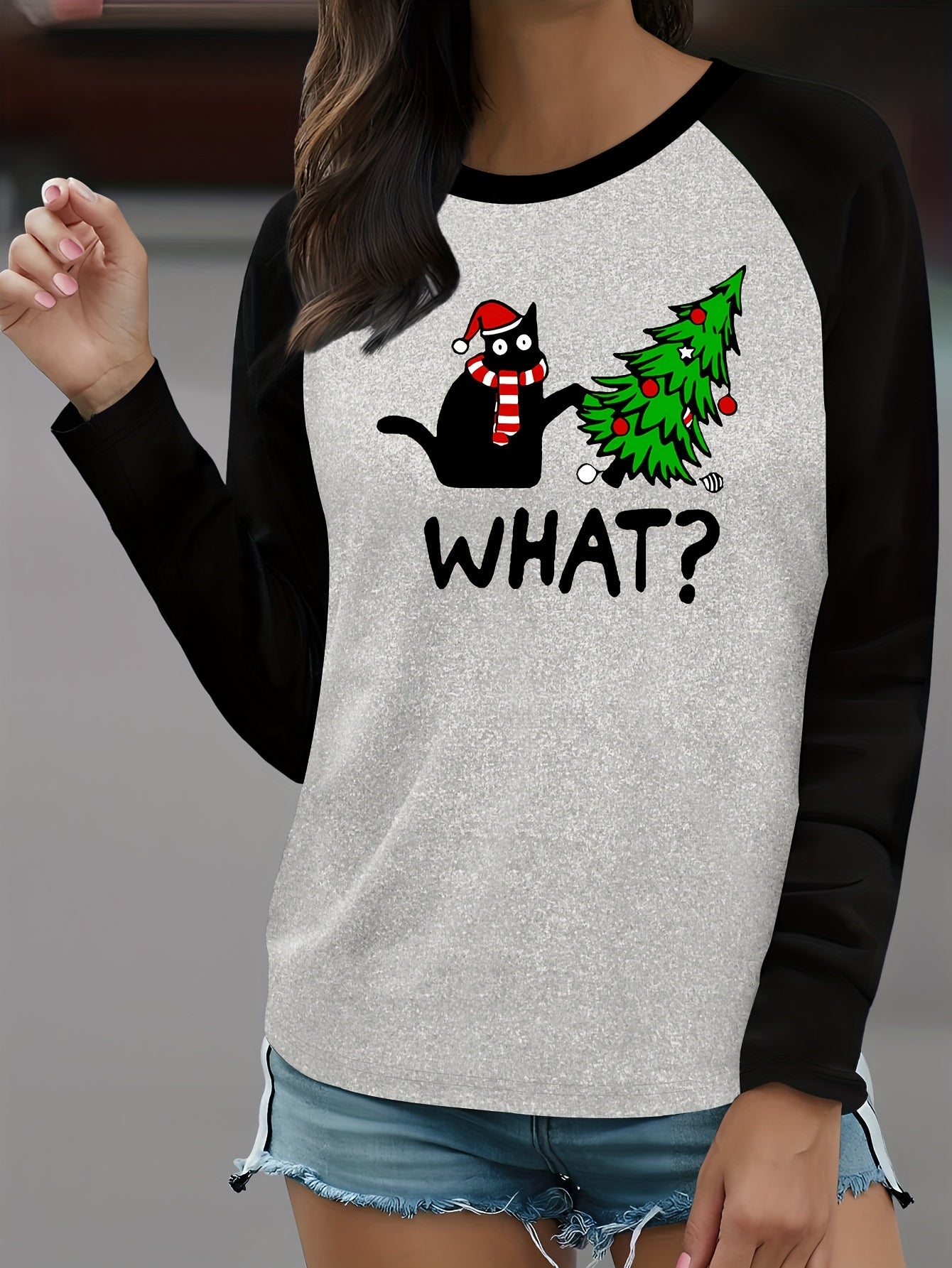 Christmas Cat & Tree Graphic Tee