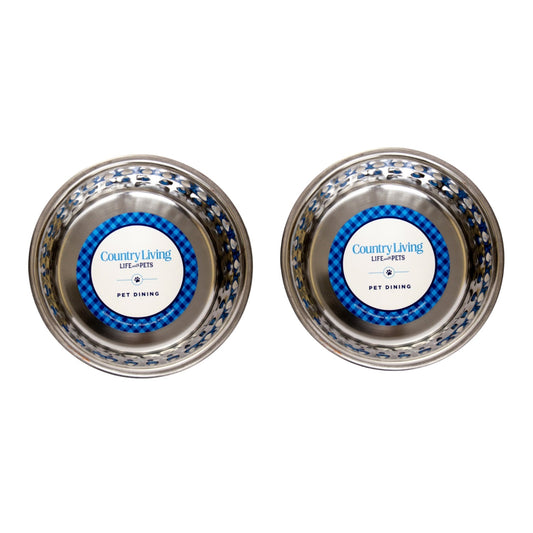 Country Living Set of 2 Hammered Stainless Steel Pet Bowls – Lavender