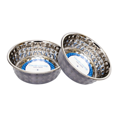 Country Living Set of 2 Hammered Stainless Steel Bowls – Black Pearl