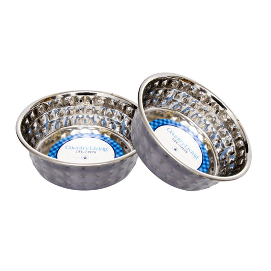 Country Living Set of 2 Hammered Stainless Steel Bowls – Black Pearl