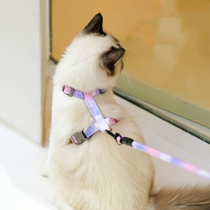 Adjustable Polyester Cat Harness with Anti-Escape Buckle and Leash