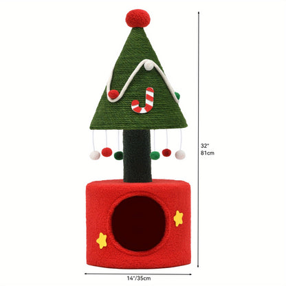 Christmas Cat Tree with Cat Teaser Toy