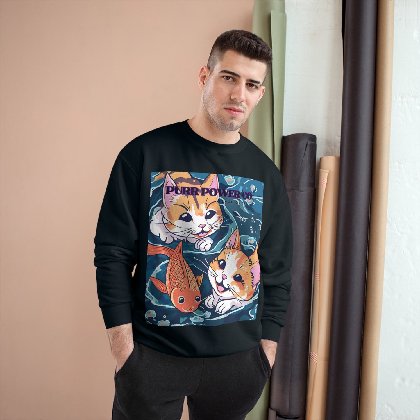 Cats & Fish Anime Style Champion Sweatshirt