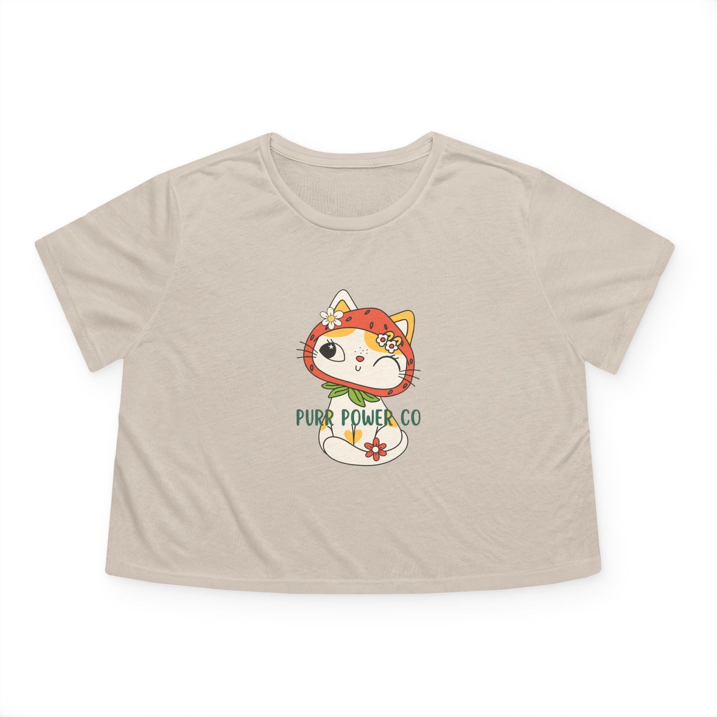 Women's Flowy Cropped Sweet Purr Power Co Kitty Tee