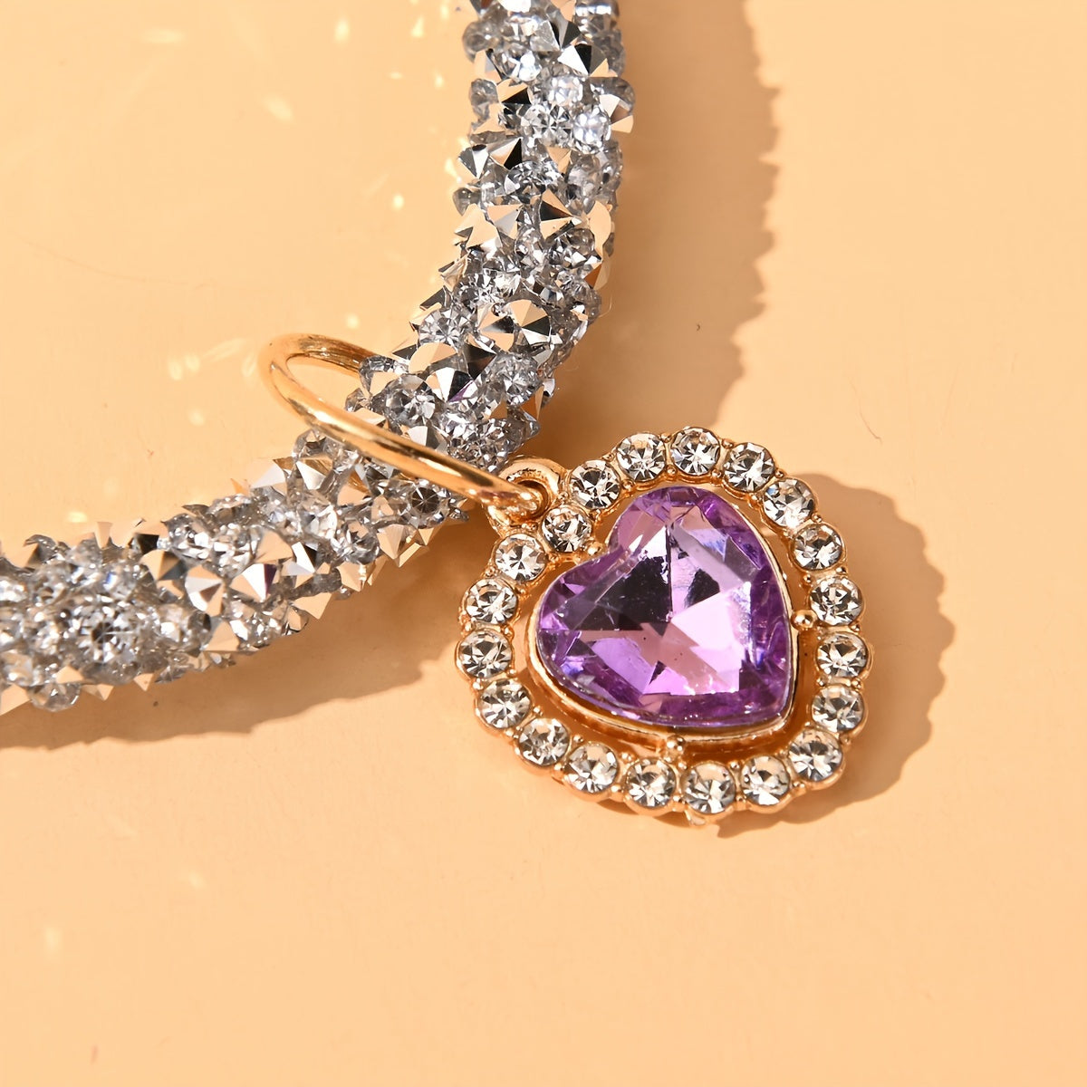 Charm Cat Collar With Purple Pendant