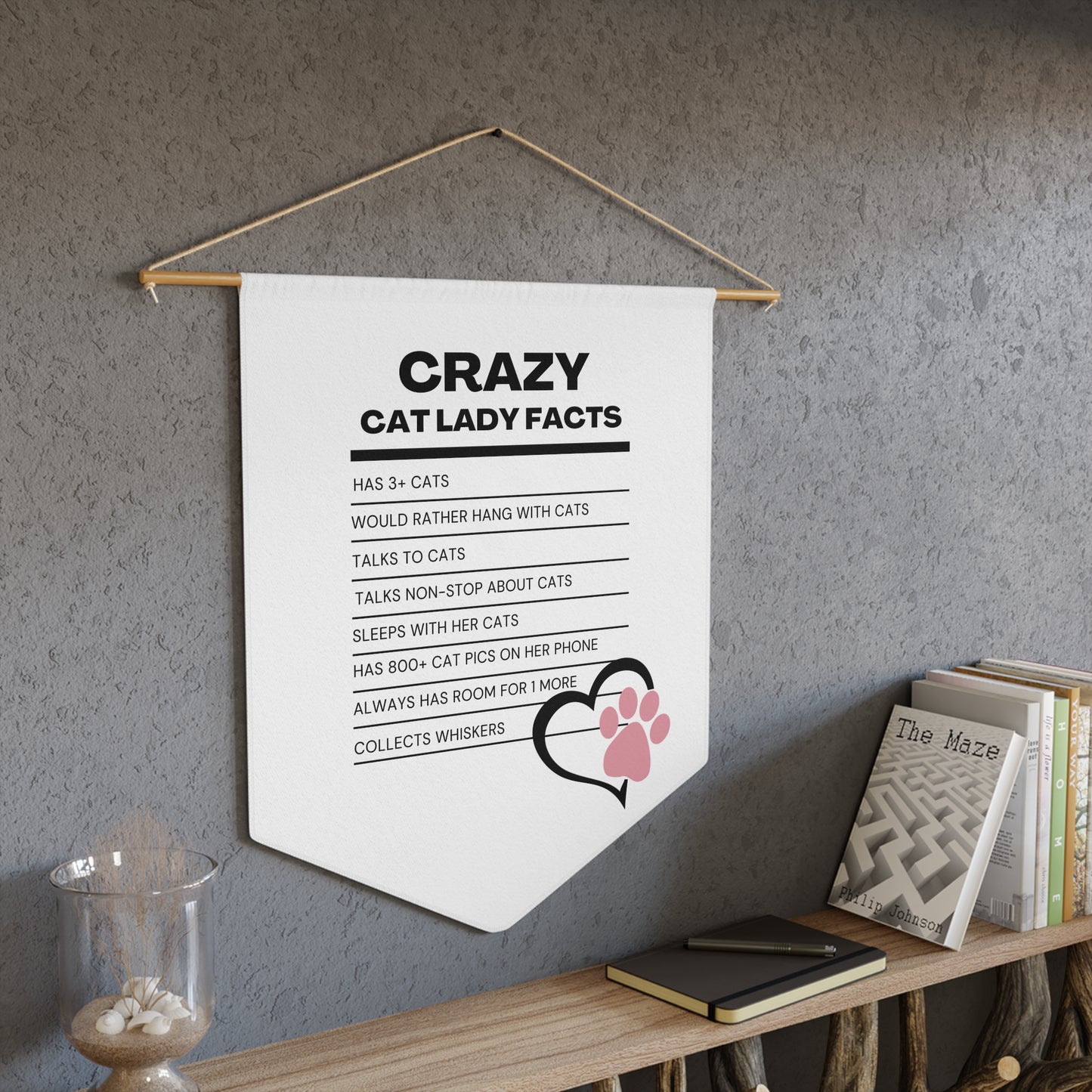 Crazy Cat Lady Facts Pennant