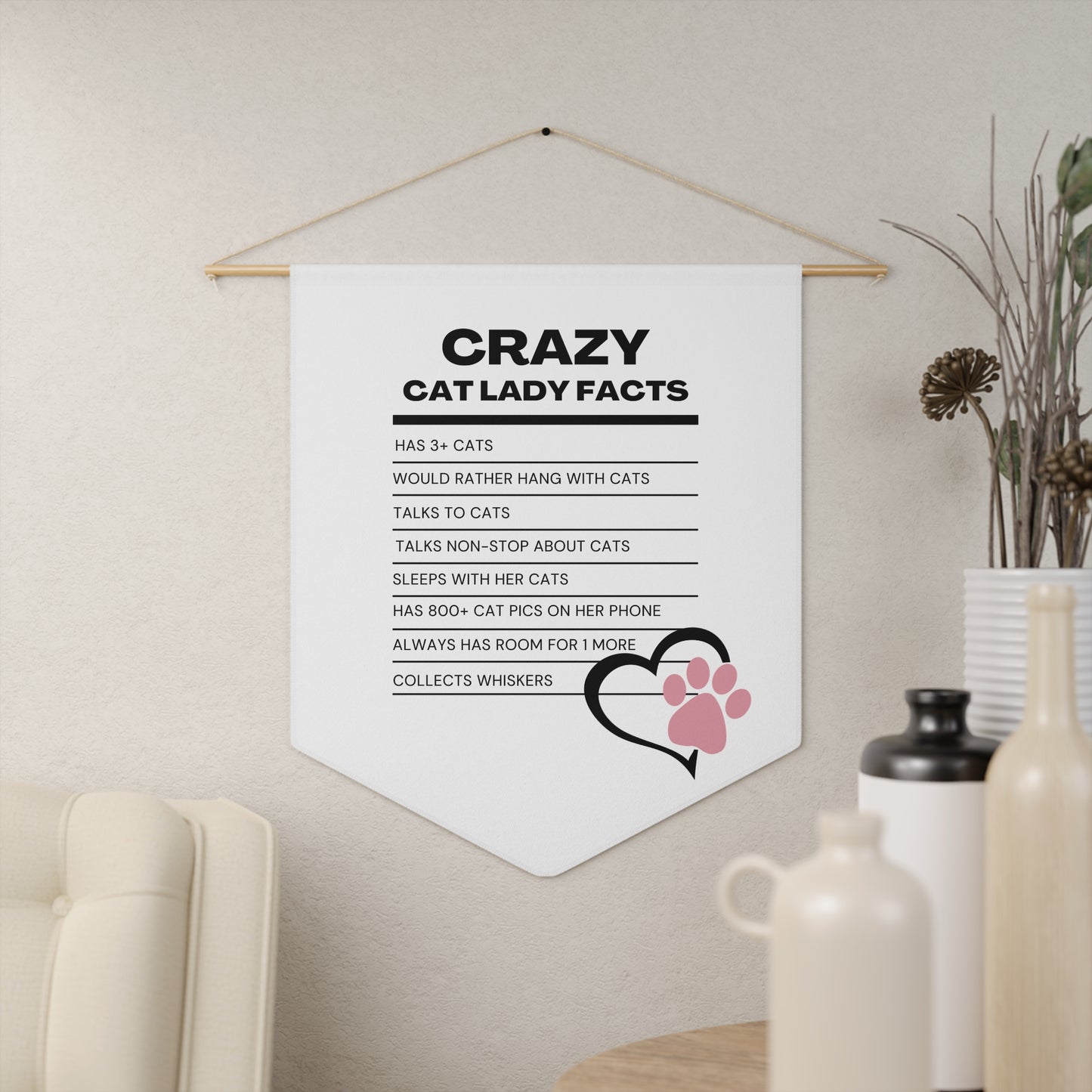 Crazy Cat Lady Facts Pennant