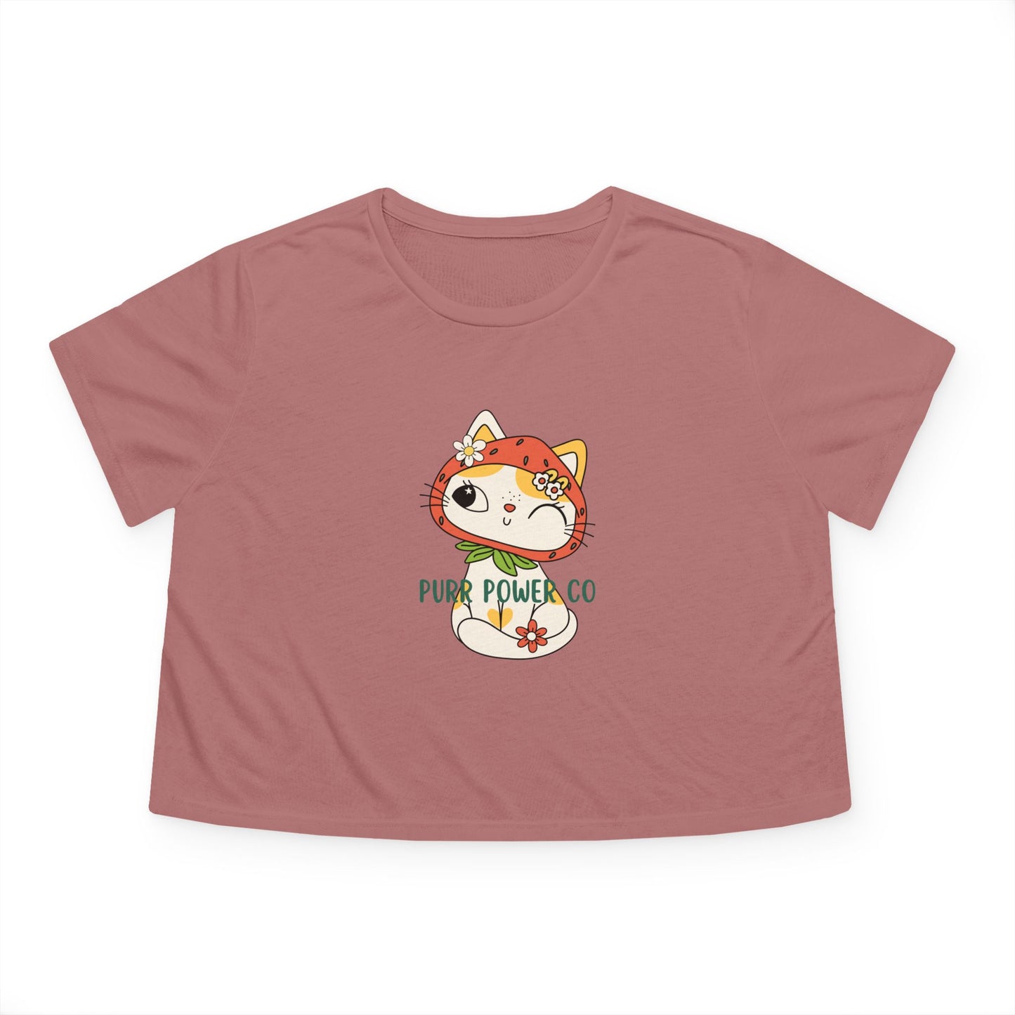 Women's Flowy Cropped Sweet Purr Power Co Kitty Tee