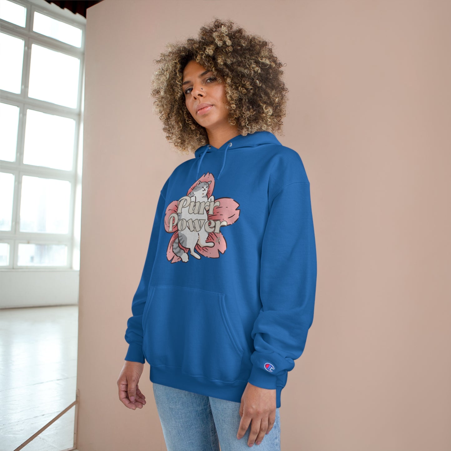 Funny Cat Champion Hoodie by Purr Power Co