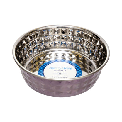 Country Living Set of 2 Hammered Stainless Steel Pet Bowls – Lavender