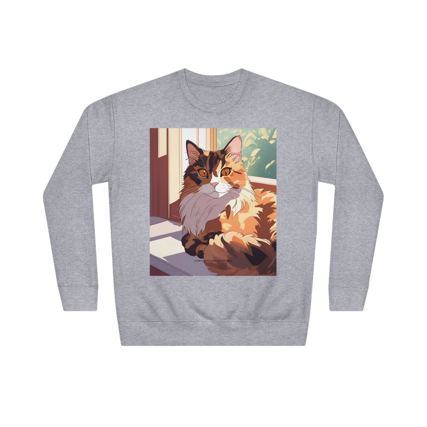 Torti Cat Crew Sweatshirt - Purr Power Co New Merch - Adorable Anime Cat Design