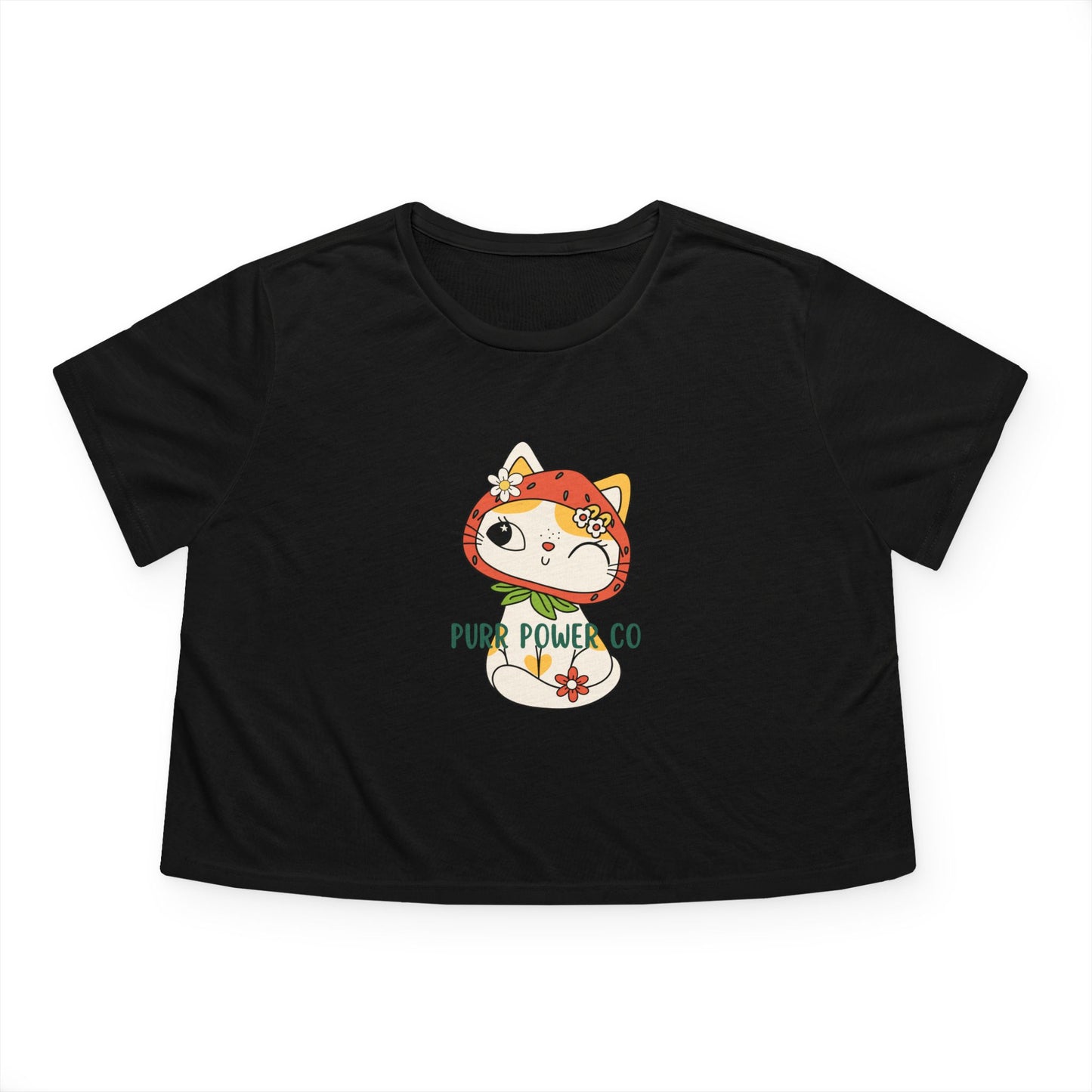 Women's Flowy Cropped Sweet Purr Power Co Kitty Tee