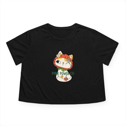 Women's Flowy Cropped Sweet Purr Power Co Kitty Tee