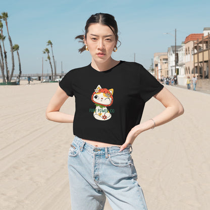 Women's Flowy Cropped Sweet Purr Power Co Kitty Tee