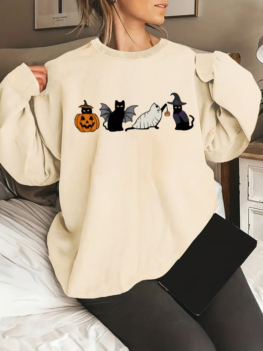 Plus Size Halloween Print Pullover Sweatshirt