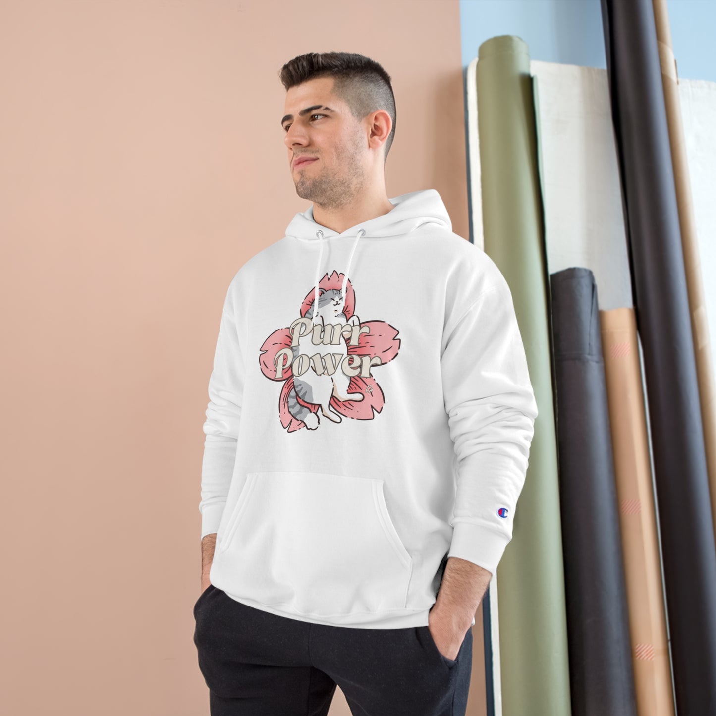 Funny Cat Champion Hoodie by Purr Power Co