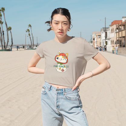 Women's Flowy Cropped Sweet Purr Power Co Kitty Tee