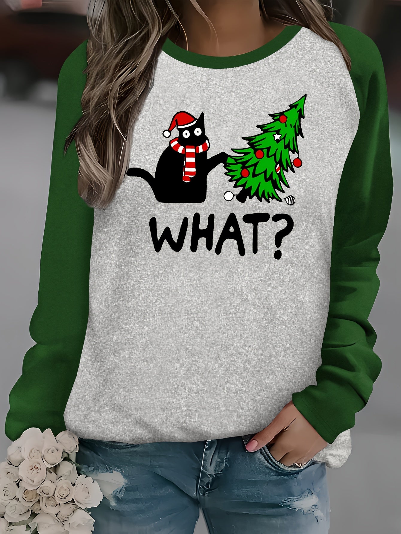 Christmas Cat & Tree Graphic Tee