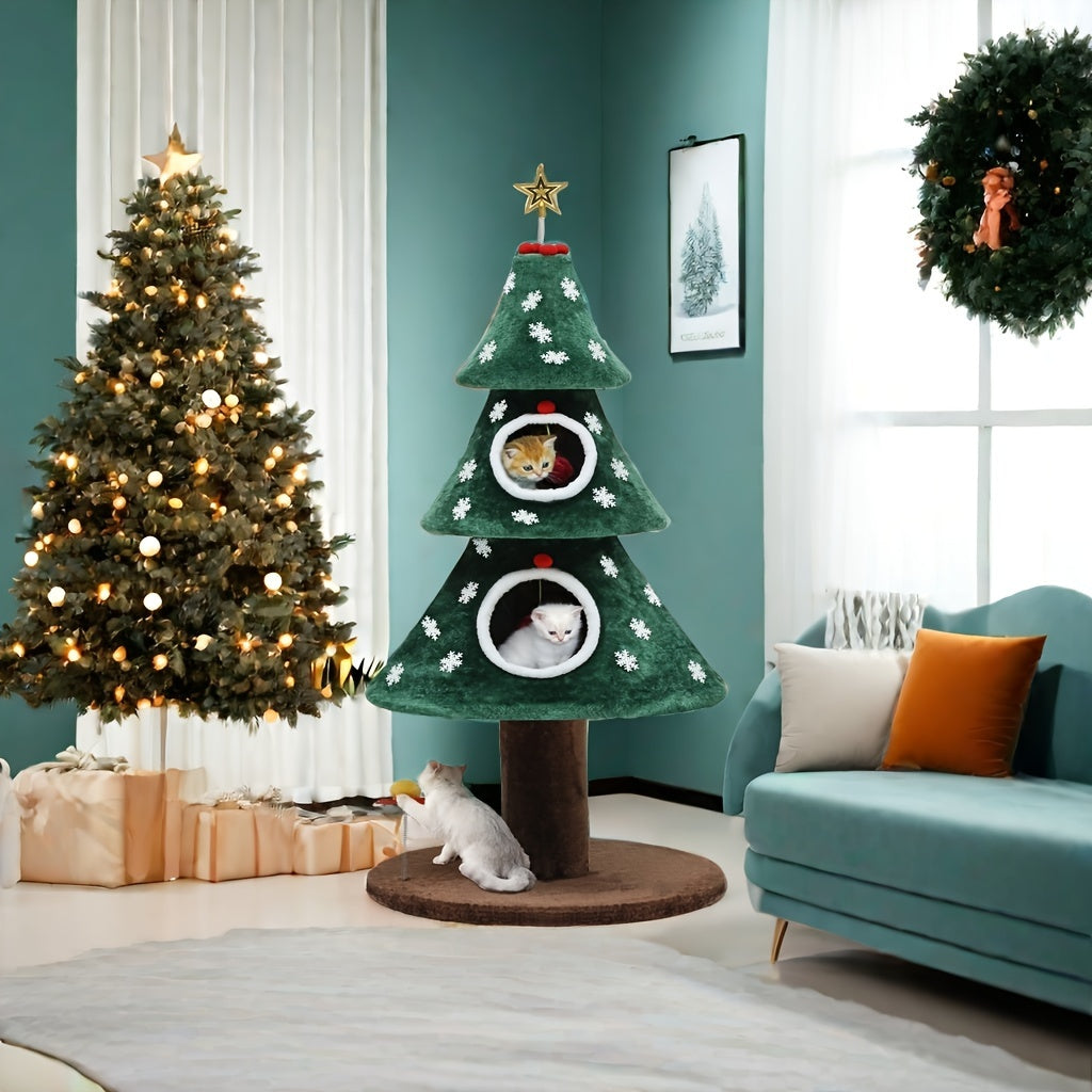 Christmas Cat Tree with Cat Teaser Toy