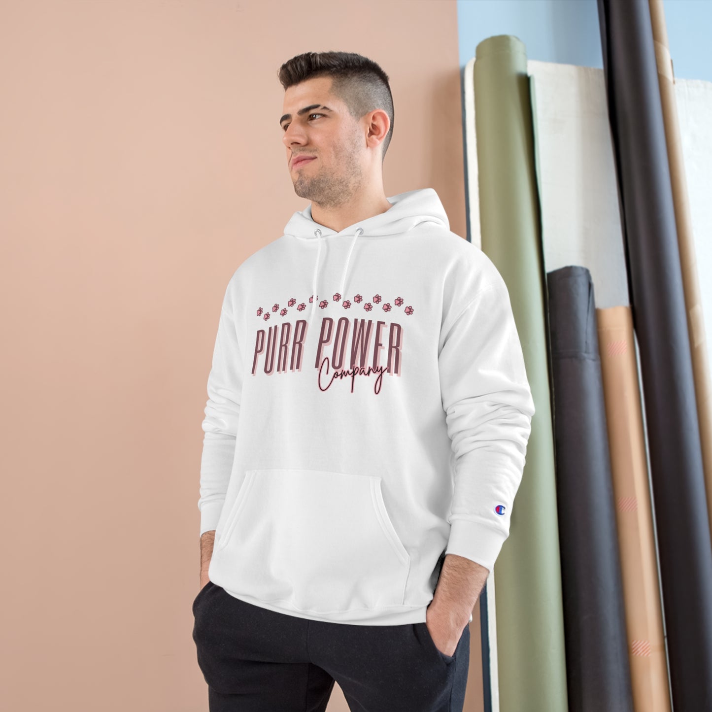 Pink Paw Logo Champion Hoodie