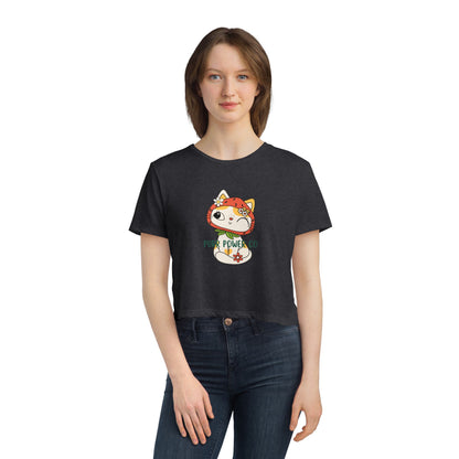 Women's Flowy Cropped Sweet Purr Power Co Kitty Tee