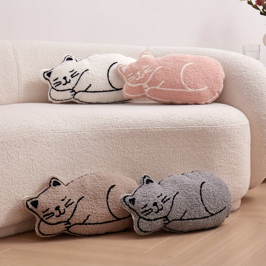 Cat-Shaped Throw Pillow