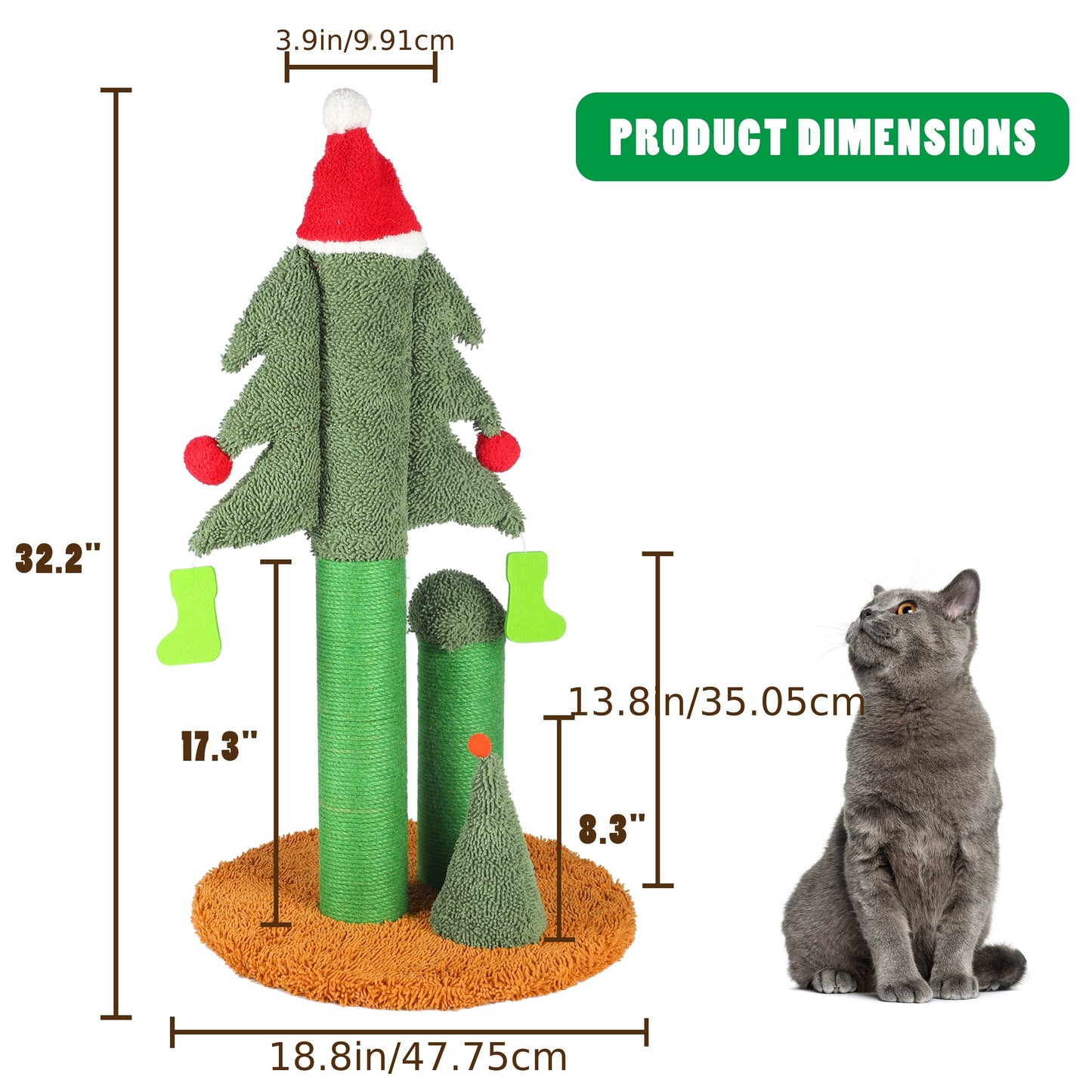 32" Christmas Cat Scratching Post