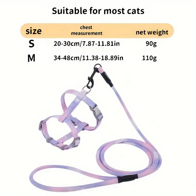 Adjustable Polyester Cat Harness with Anti-Escape Buckle and Leash