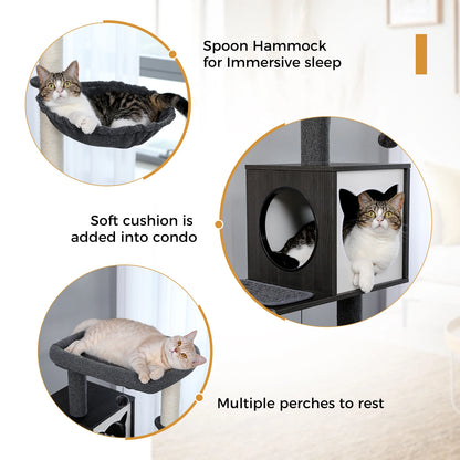 Large Cat Tree Tower With Litter Box