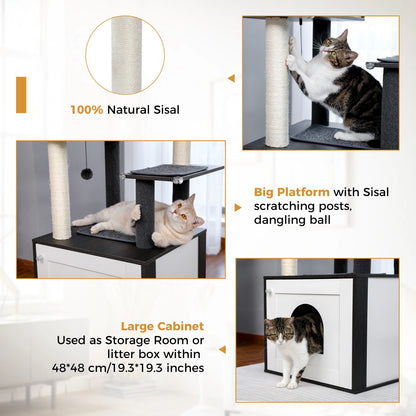 Large Cat Tree Tower With Litter Box