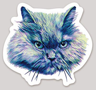 Grumpy Persian Cat Holographic Sticker (Bibi)
