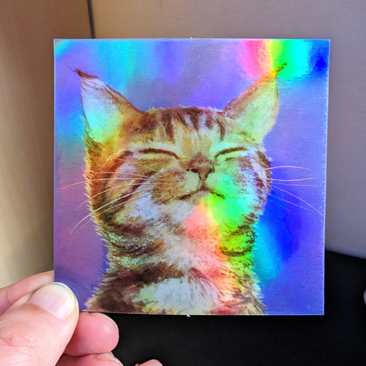 Content Kitty Holographic Sticker