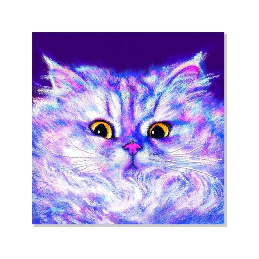 Close Encounters Collection - "Floof" Non-Holographic Matte Sticker - Close Up of a Fluffy White Cat