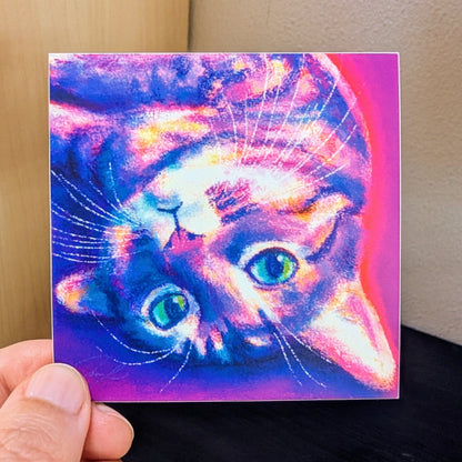 Feline Flows and Poses Collection - "Flop" Non-Holographic Matte Sticker - Sticker of a Cat Laying Down